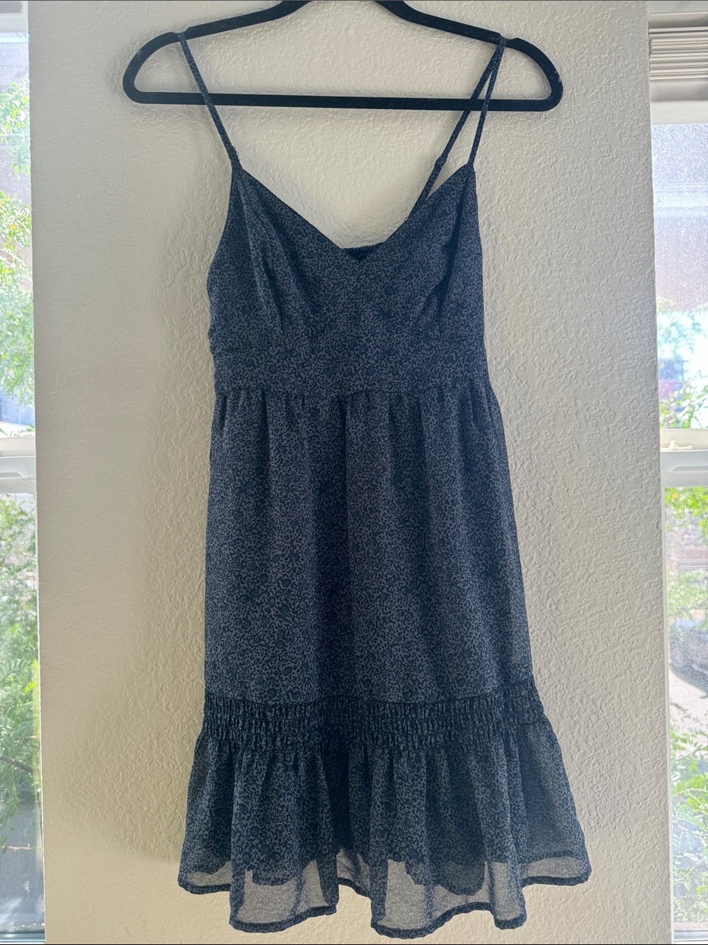 Hollister Navy Floral Spaghetti Strap Midi Dress